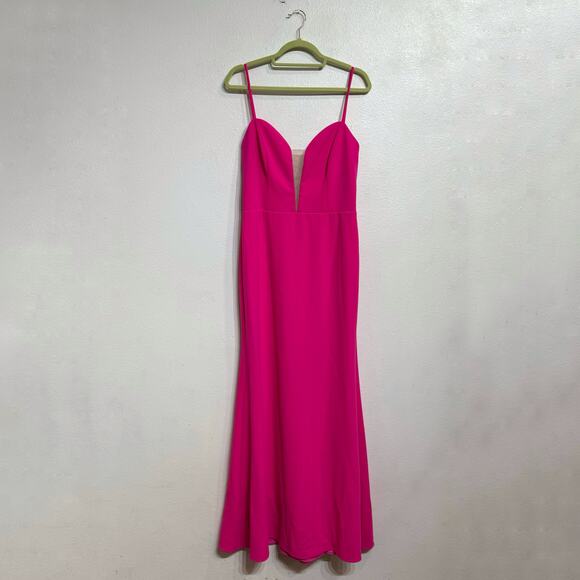 Aqua Barbie Pink Plunge Neck Maxi Gown Sz 8 NWT - Picture 2 of 11